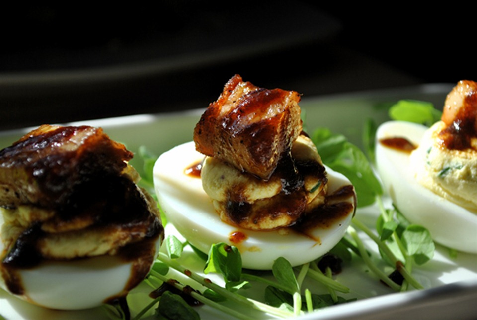 Deviled Eggs with Pork Belly